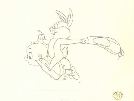 Looney Tunes Original Production Drawing: Baby Bugs Bunny and Baby Elmer Online Sale