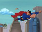 Superman the Animated Series Original Production Cel on Original Background: Superman For Sale